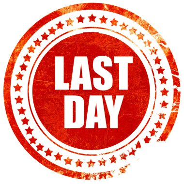 Geçen gün, grunge kırmızı lastik damgası düz beyaz arka plan üzerinde