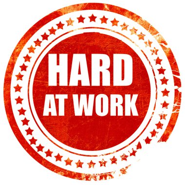 zor iş başında, düz beyaz backgroun üzerinde grunge kırmızı kauçuk damga