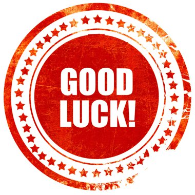 iyi şanslar, düz beyaz bir arka plan üzerinde grunge kırmızı kauçuk damga