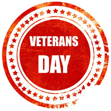 gaziler gün arka plan, katı bir whit üzerinde grunge kırmızı kauçuk damga