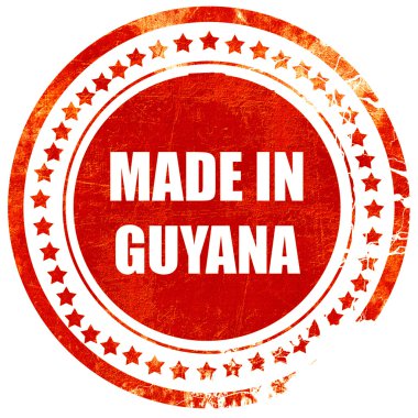 Made in guyana, grunge kırmızı kauçuk damga sıyrık beyaz bir backgro