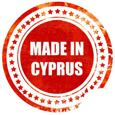 Kıbrıs made in, düz beyaz bir backgro üzerinde grunge kırmızı kauçuk damga
