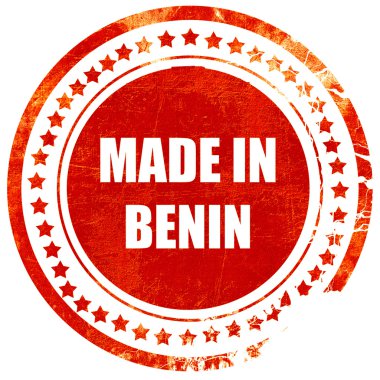 Benin made in, grunge kırmızı kauçuk damga düz beyaz backgrou