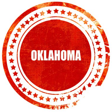 Oklahoma, grunge kırmızı lastik damgası düz beyaz arka plan üzerinde
