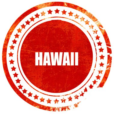 Hawaii, grunge kırmızı lastik damgası düz beyaz arka plan üzerinde