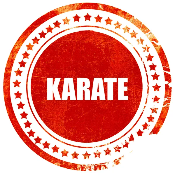 Karate merkki tausta, grunge punainen kumi leima kiinteä valkoinen — kuvapankkivalokuva