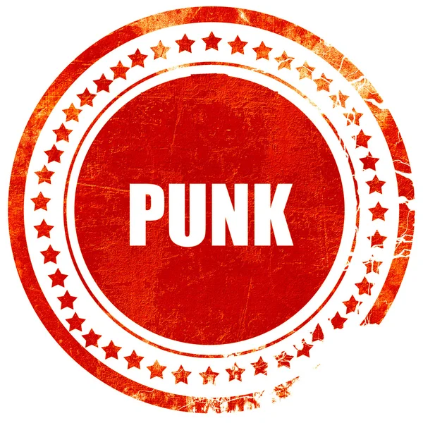 Punk, sello de goma roja grunge sobre un fondo blanco sólido — Foto de Stock