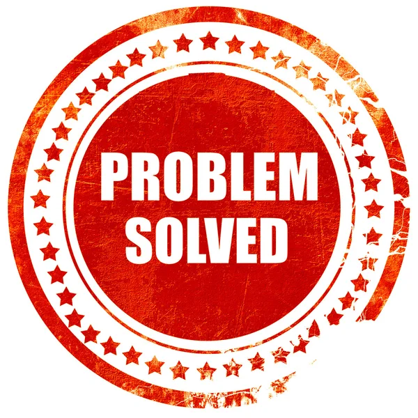 Problem solved, grunge red rubber stamp on a solid white backgro — Stock Photo, Image