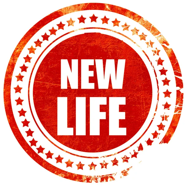 Neues Leben, Grunge-roter Gummistempel auf festem weißem Hintergrund — Stockfoto