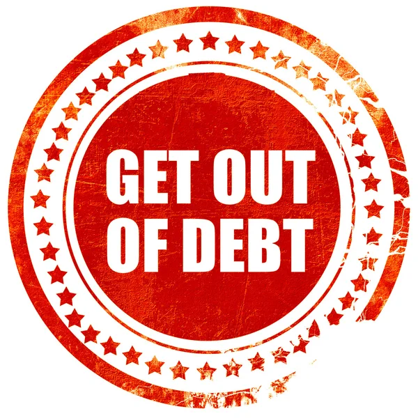 Kijutni az adósság, grunge piros gumi bélyegző egy szilárd fehér háttérben — Stock Fotó