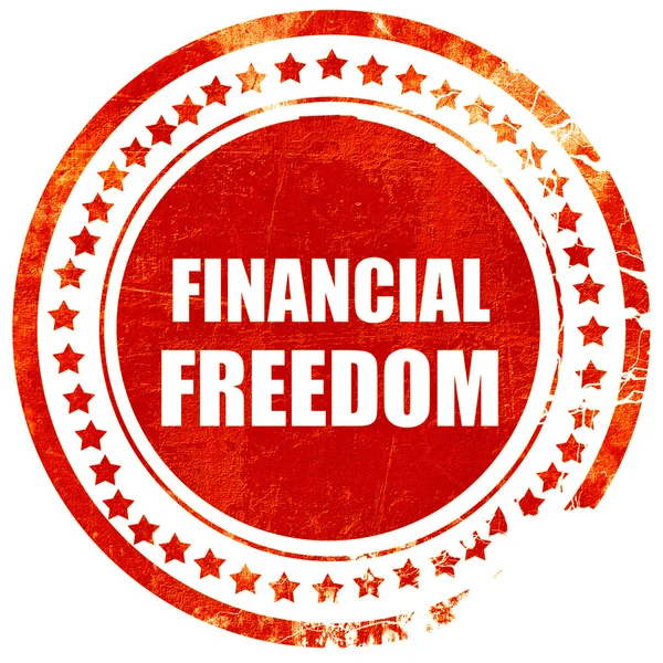 Pénzügyi szabadságot, grunge piros gumibélyegző egy szilárd fehér vissza — Stock Fotó