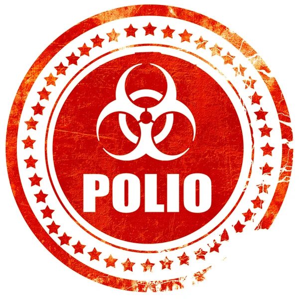 Polio concept fond, grunge caoutchouc rouge timbre sur un solide whi — Photo