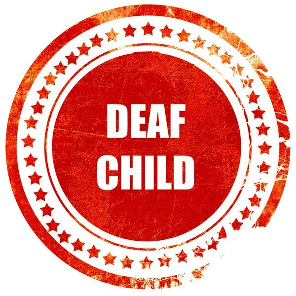 Signo de niño sordo, sello de goma roja grunge en un fondo blanco sólido — Foto de Stock