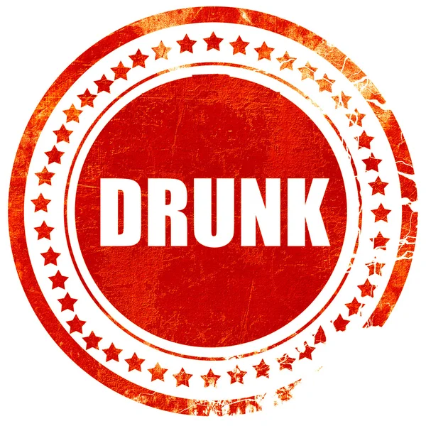 Bebido, grunge selo de borracha vermelha em um fundo branco sólido — Fotografia de Stock