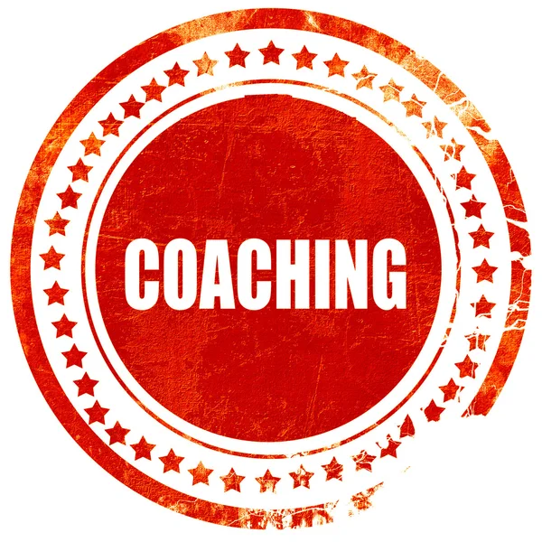 Coaching, grunge selo de borracha vermelho sobre um fundo branco sólido — Fotografia de Stock