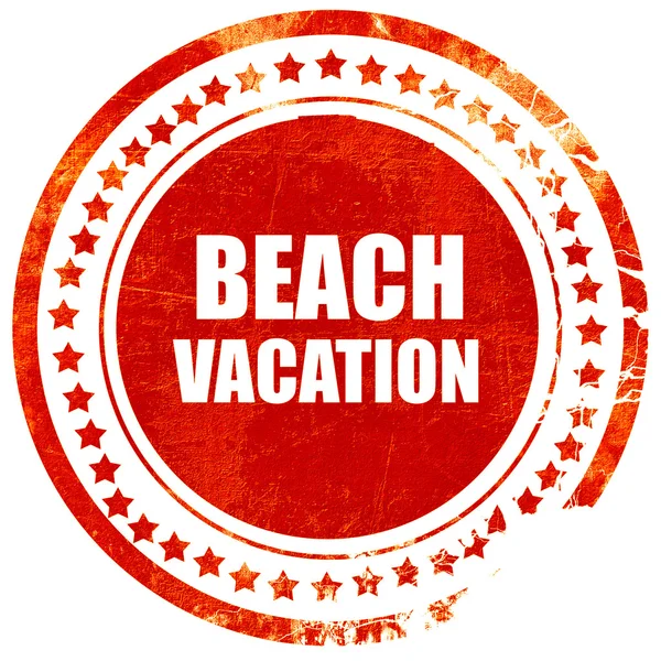 Beach vacation, grunge red rubber stamp on a solid white backgro — Stock Photo, Image