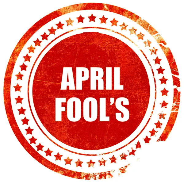 April fools, grunge red rubber stamp on a solid white backgroun — Stock Photo, Image