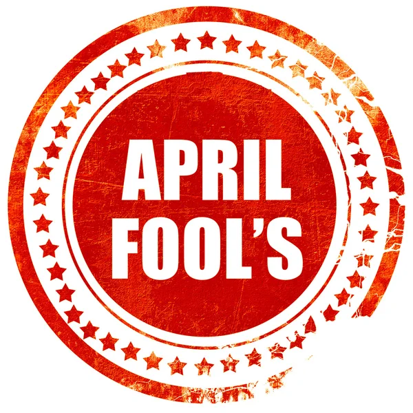 April fools, grunge red rubber stamp on a solid white backgroun — Stock Photo, Image