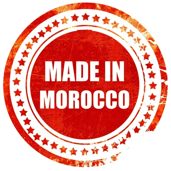 Зроблено в марокко, гранжева червона гумова марка на твердому білому фоні — стокове фото