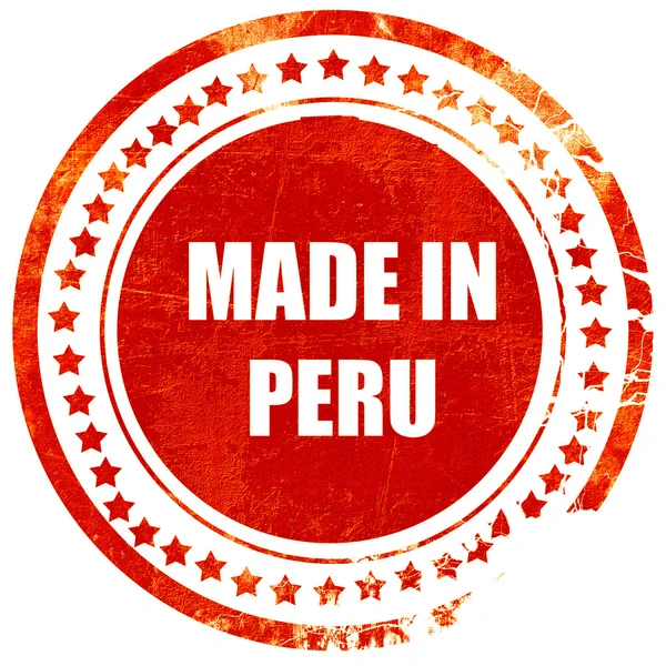 Vyrobený v Peru, grungeové červené razítko na solidní bílý backgroun — Stock fotografie