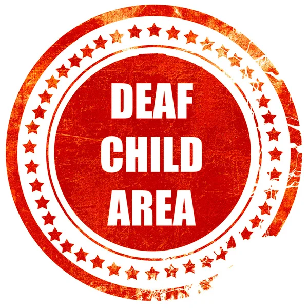 聋哑孩子标志，对固体的白色高建群 grunge 红色橡皮戳 — 图库照片