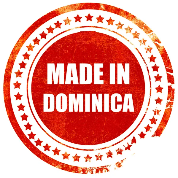 Φτιαγμένο στην Δομινίκα, με κόκκινη σφραγίδα από καουτσούκ σε στερεό λευκό πίσω — Φωτογραφία Αρχείου