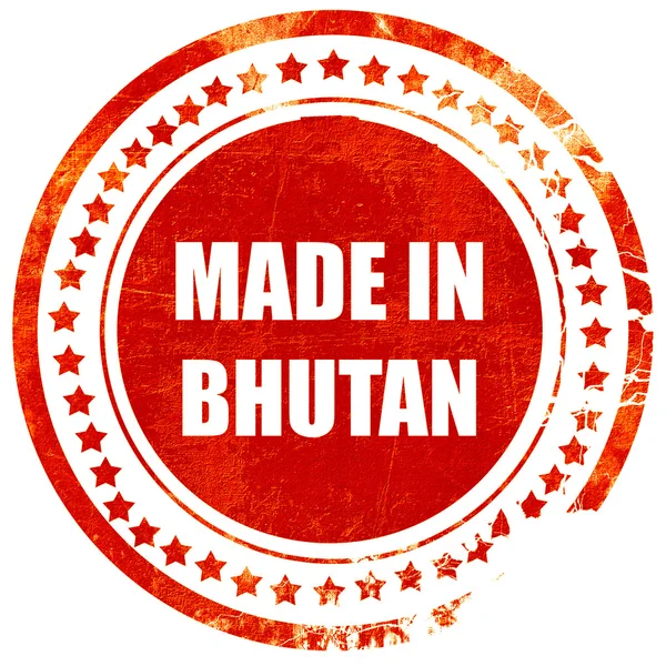 Hecho en Bután, sello de goma roja grunge en un backgro blanco sólido —  Fotos de Stock