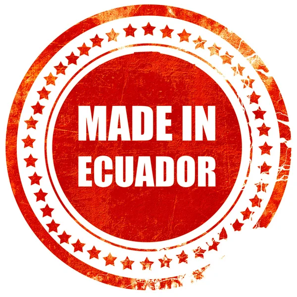 Hecho en ecuador, sello de goma roja grunge en un fondo blanco sólido — Foto de Stock