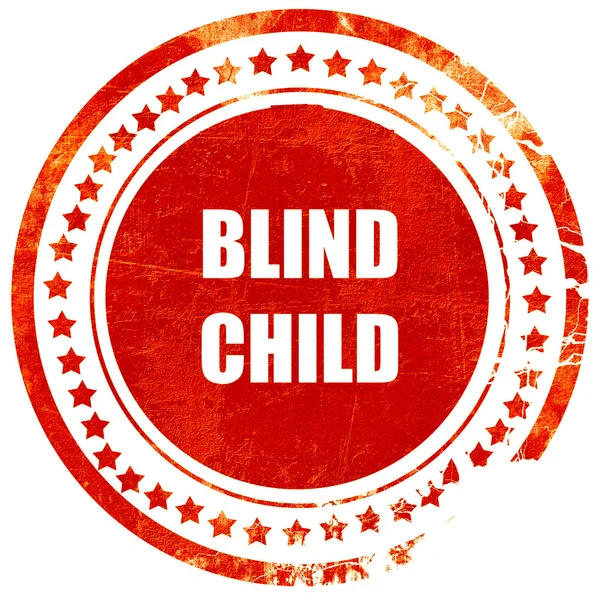 盲童区标志，在纯白色上印有红色橡皮图章 — 图库照片