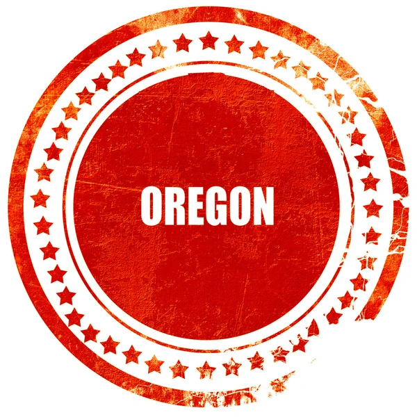 Oregon, grunge rode rubber stempel op een effen witte achtergrond — Stockfoto