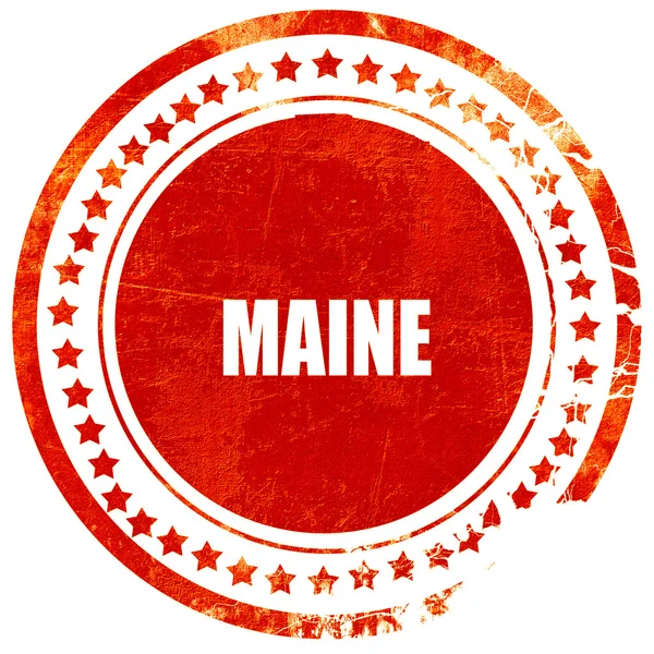 Maine, grunge roter Gummistempel auf festem weißem Hintergrund — Stockfoto