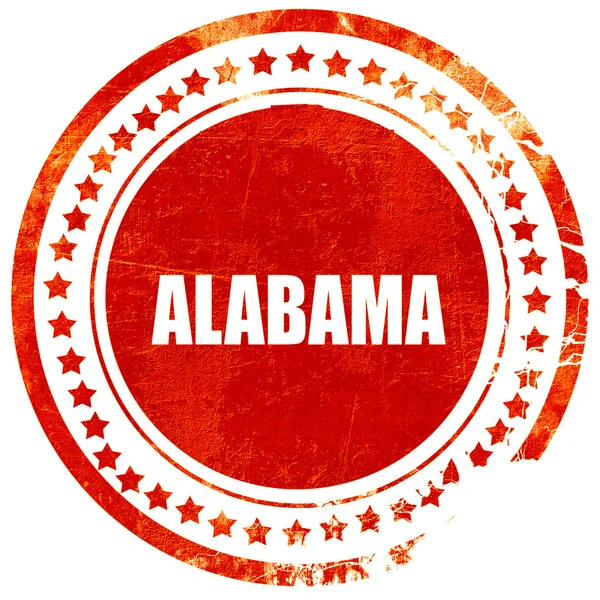 Алабама, измельченная красная резиновая печать на сплошном белом фоне — стоковое фото