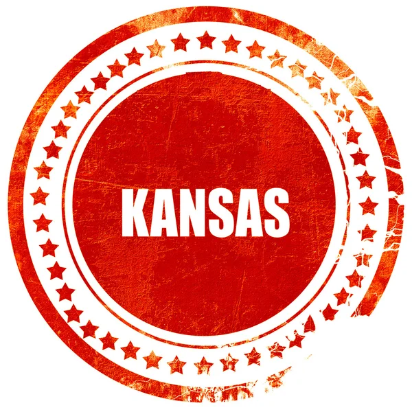 Kansas, grunge rode rubber stempel op een effen witte achtergrond — Stockfoto