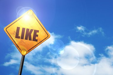 Sarı mavi bir gökyüzü ve beyaz bulutlar yol işaretiyle: gibi