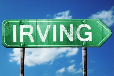 Irving yol işaret, hasarlı ve aşınmış bak