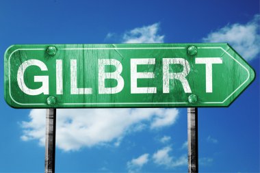 Gilbert yol işaret, yıpranmış ve hasarlı bir görünüm