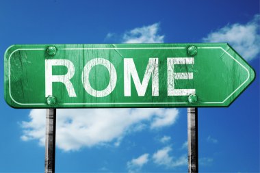 Roma yol işaret, hasarlı ve aşınmış bak