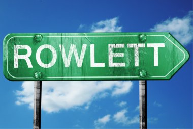 Rowlett yol işaret, yıpranmış ve hasarlı bir görünüm