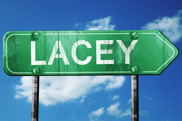 Lacey vägskylt, slitna och skadade utseende — Stockfoto