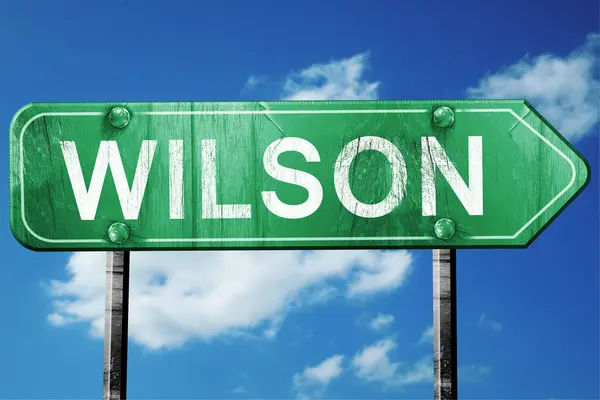 윌슨도로 표지판, 착용 및 손상 보고 — 스톡 사진
