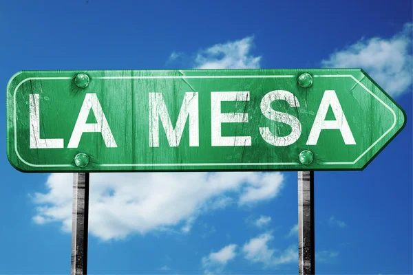 La mesa road sign, worn and damaged look — стоковое фото