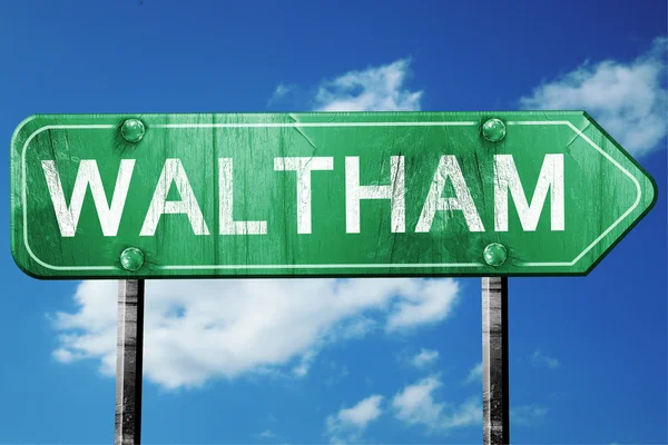 Waltham road sign , worn and damaged look — Stock Photo, Image