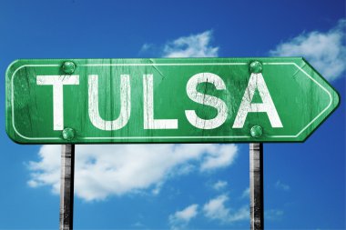 tulsa yol işaret, hasarlı ve aşınmış bak