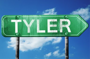 tyler yol işaret, hasarlı ve aşınmış bak