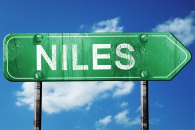 Niles'ı yol işaret, hasarlı ve aşınmış bak