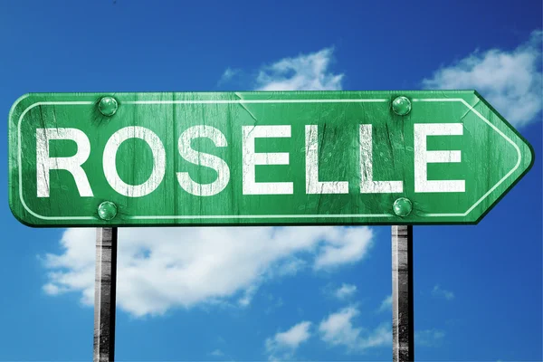 Roselle yol işaret, yıpranmış ve hasarlı bir görünüm