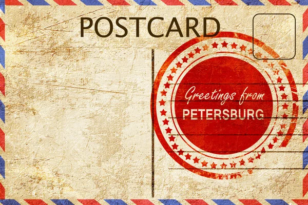 Petersburg stamp on a vintage, old postcard — Stock Photo, Image