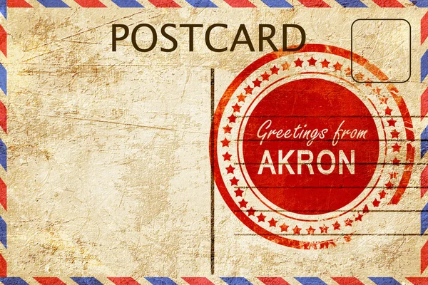 Akron stempel op een vintage, oude briefkaart — Stockfoto