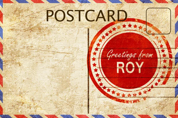 Roy stämpel på en vintage, gamla vykort — Stockfoto