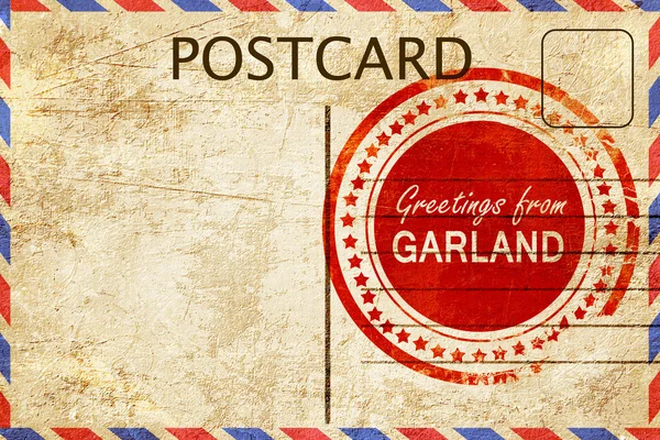 Carimbo de guirlanda em um vintage, velho cartão postal — Fotografia de Stock